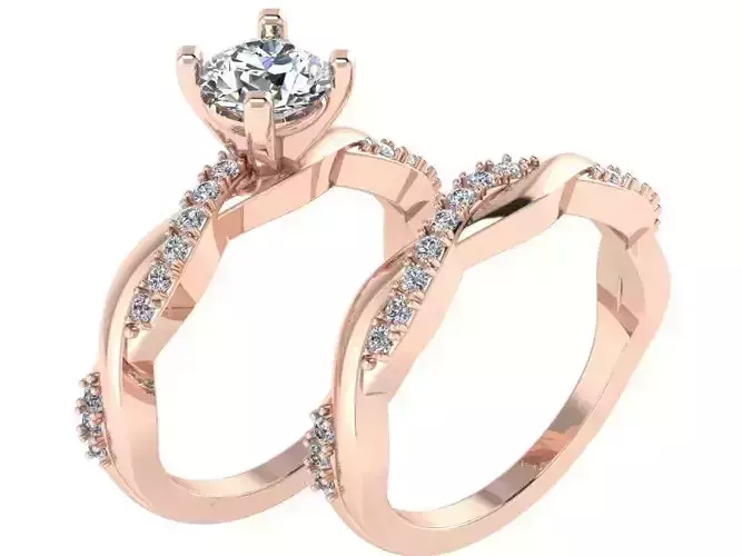 Round Diamond ring with band 2502 3D print model