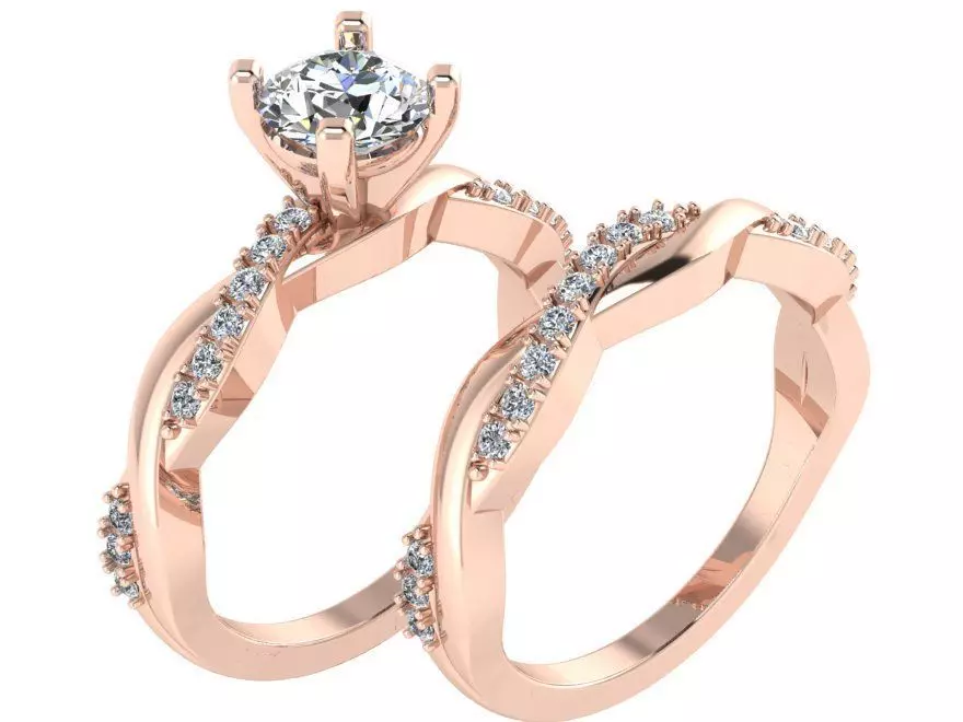 Round Diamond ring with band 2502 3D print model 3D print model_0