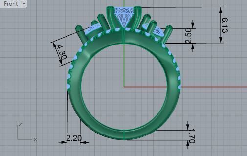 Beautiful 3-Stone Diamond ring with band 2505 3D print model 3D print model_5