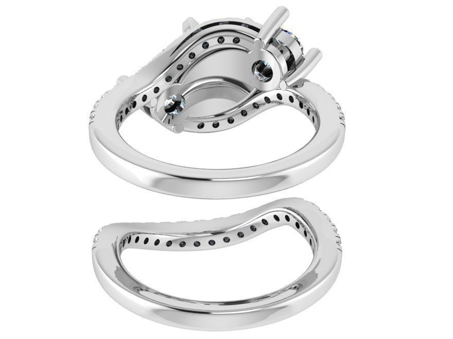 Beautiful 3-Stone Diamond ring with band 2505 3D print model 3D print model_3