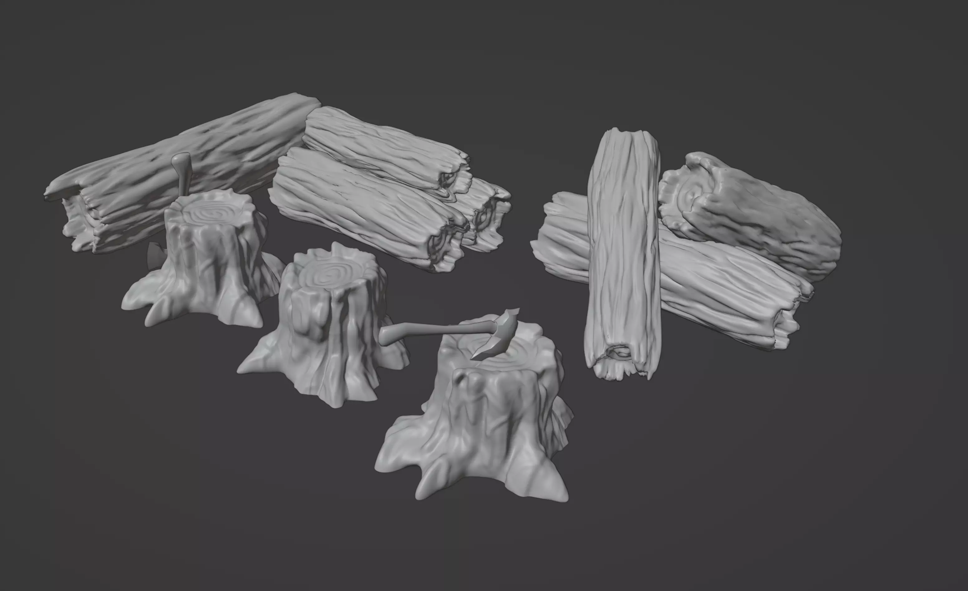 Tree trunks and logs 3D print model
