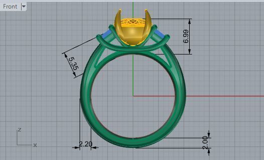 3-Stone Diamond ring Yellow and white 3D print  model  2509 3D print model_5