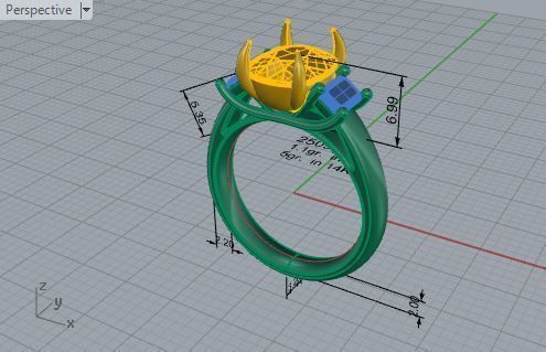 3-Stone Diamond ring Yellow and white 3D print  model  2509 3D print model_7