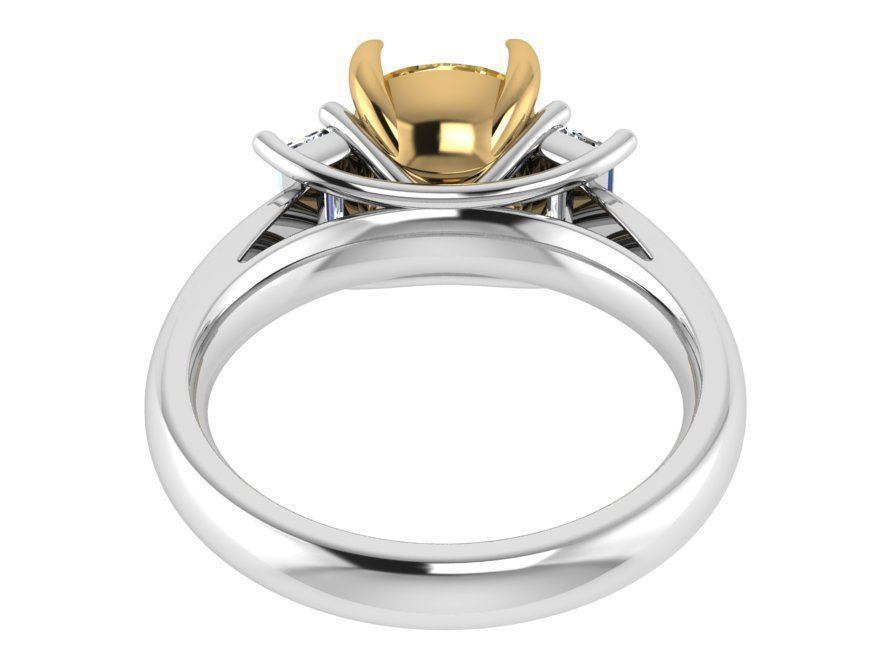 3-Stone Diamond ring Yellow and white 3D print  model  2509 3D print model_3