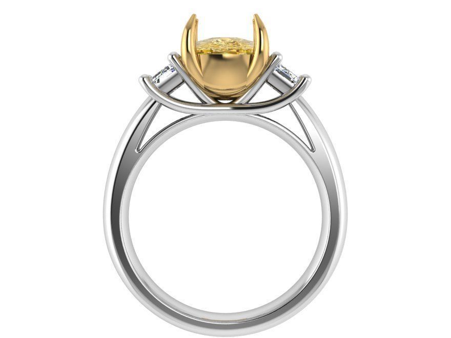 3-Stone Diamond ring Yellow and white 3D print  model  2509 3D print model_2