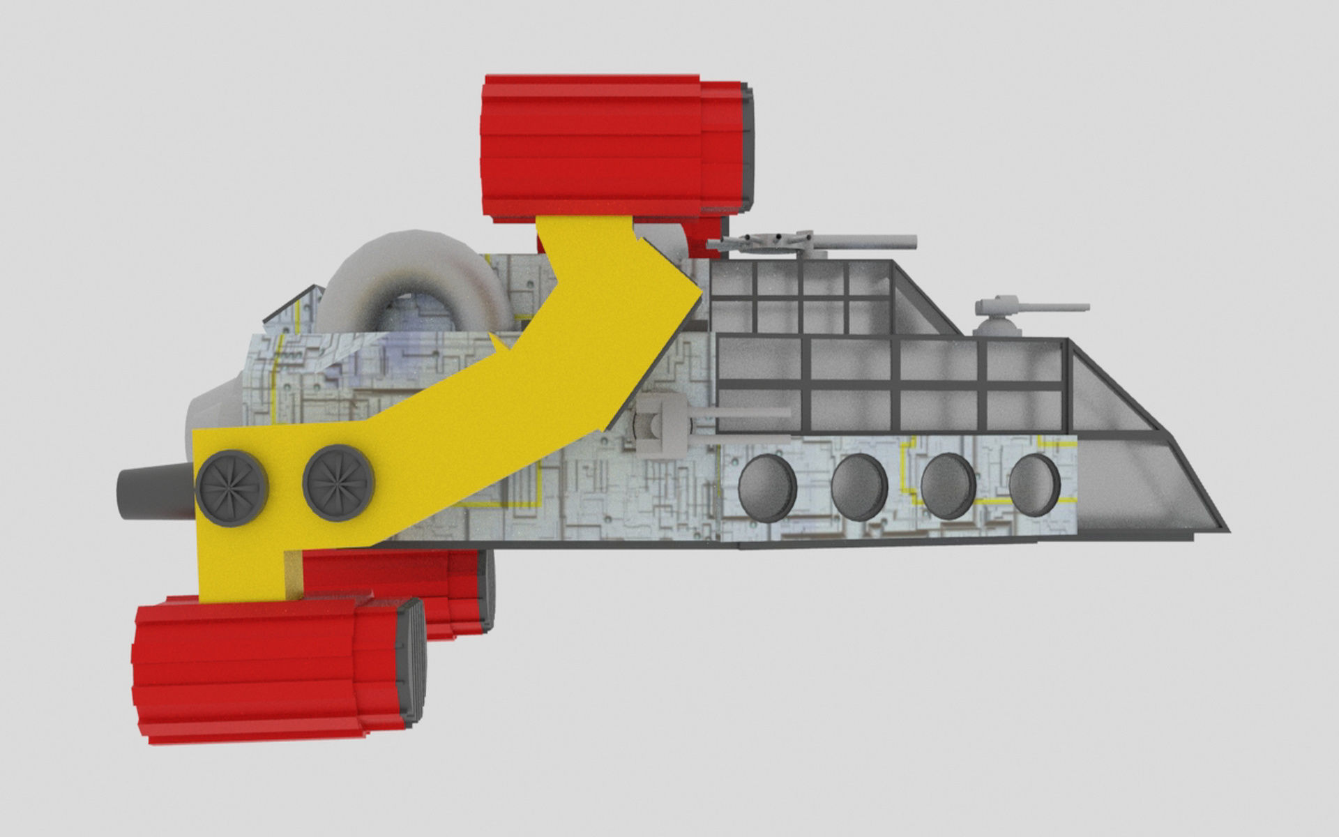 Space - A Spaceship Low-poly 3D model_4