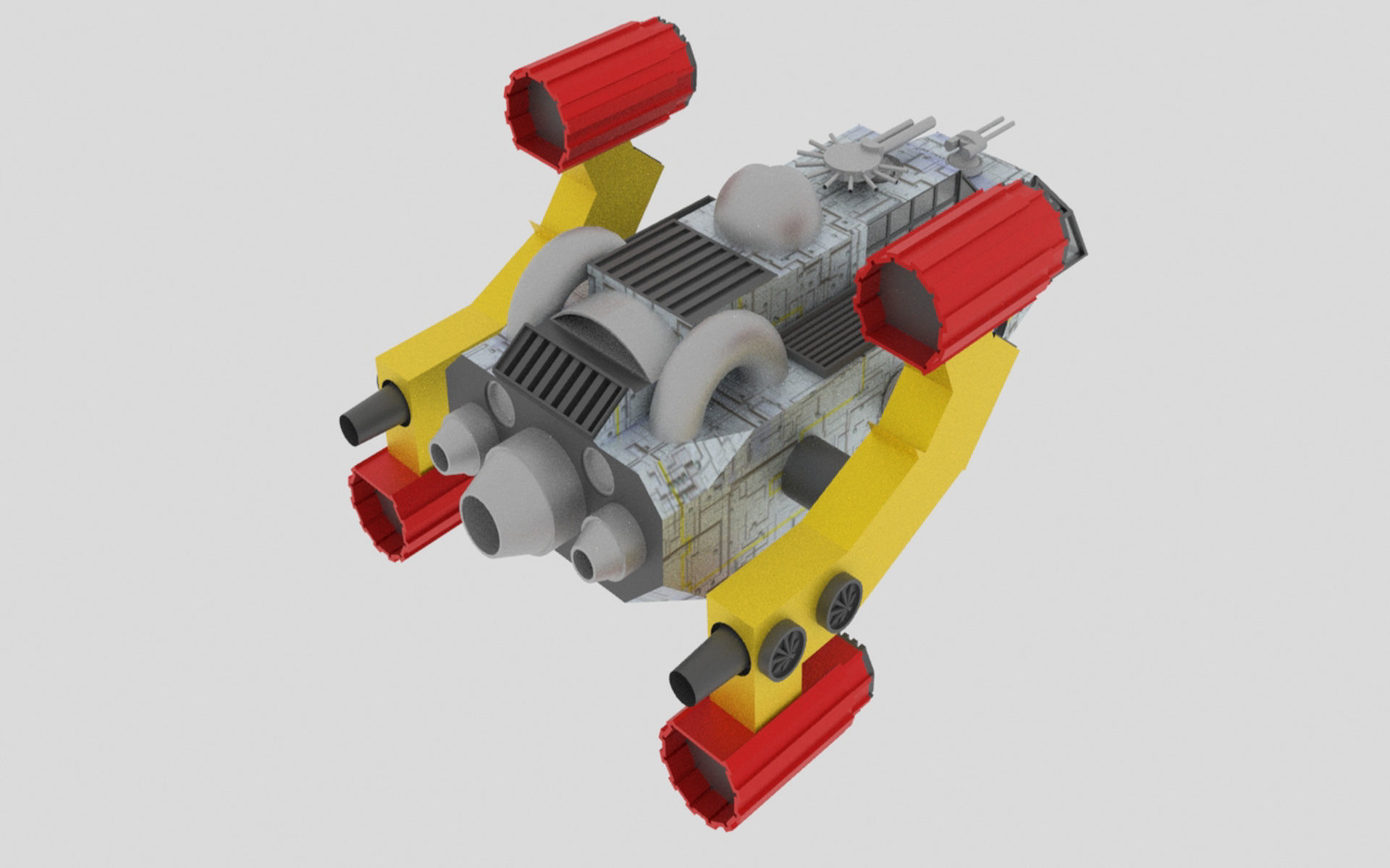 Space - A Spaceship Low-poly 3D model_9