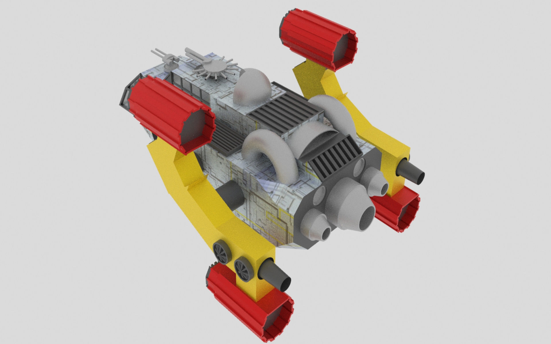 Space - A Spaceship Low-poly 3D model_8