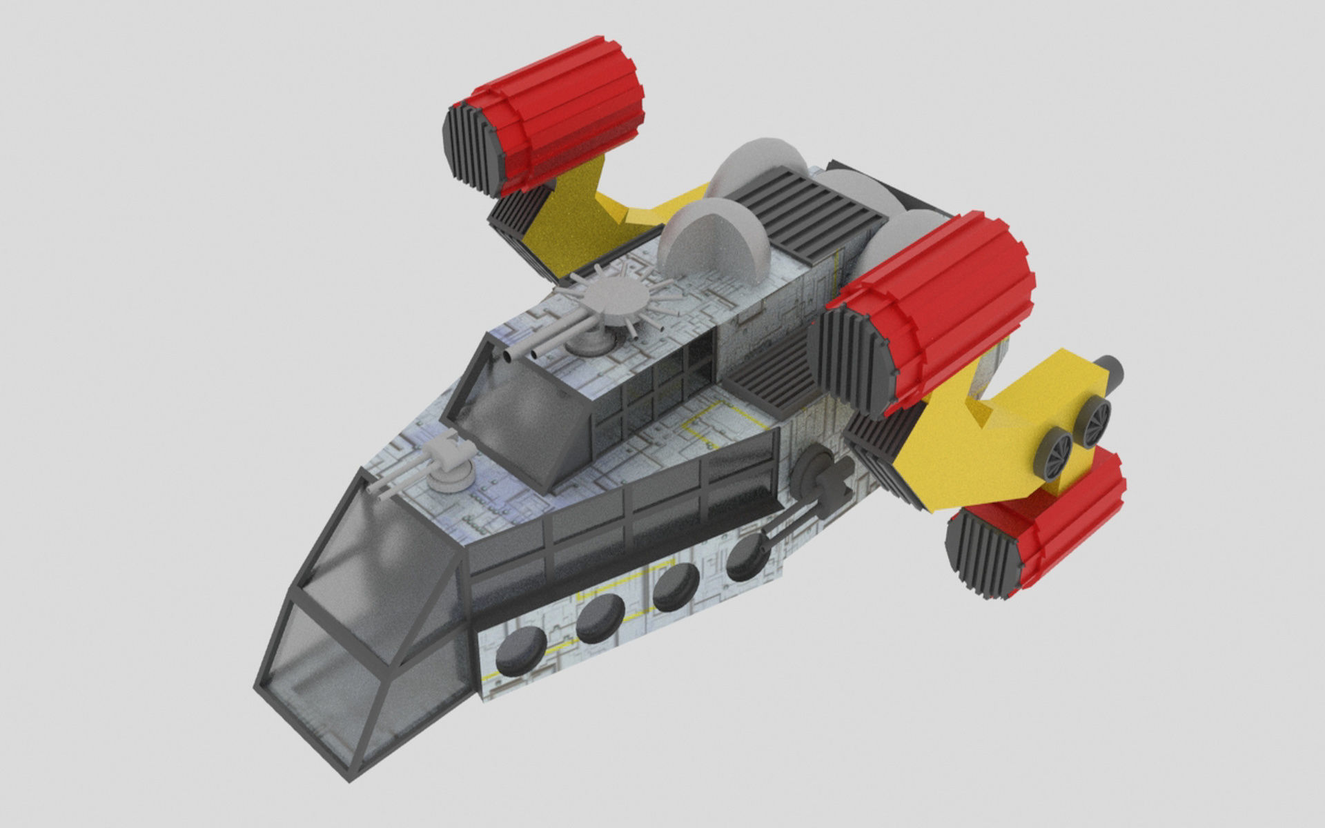 Space - A Spaceship Low-poly 3D model_7