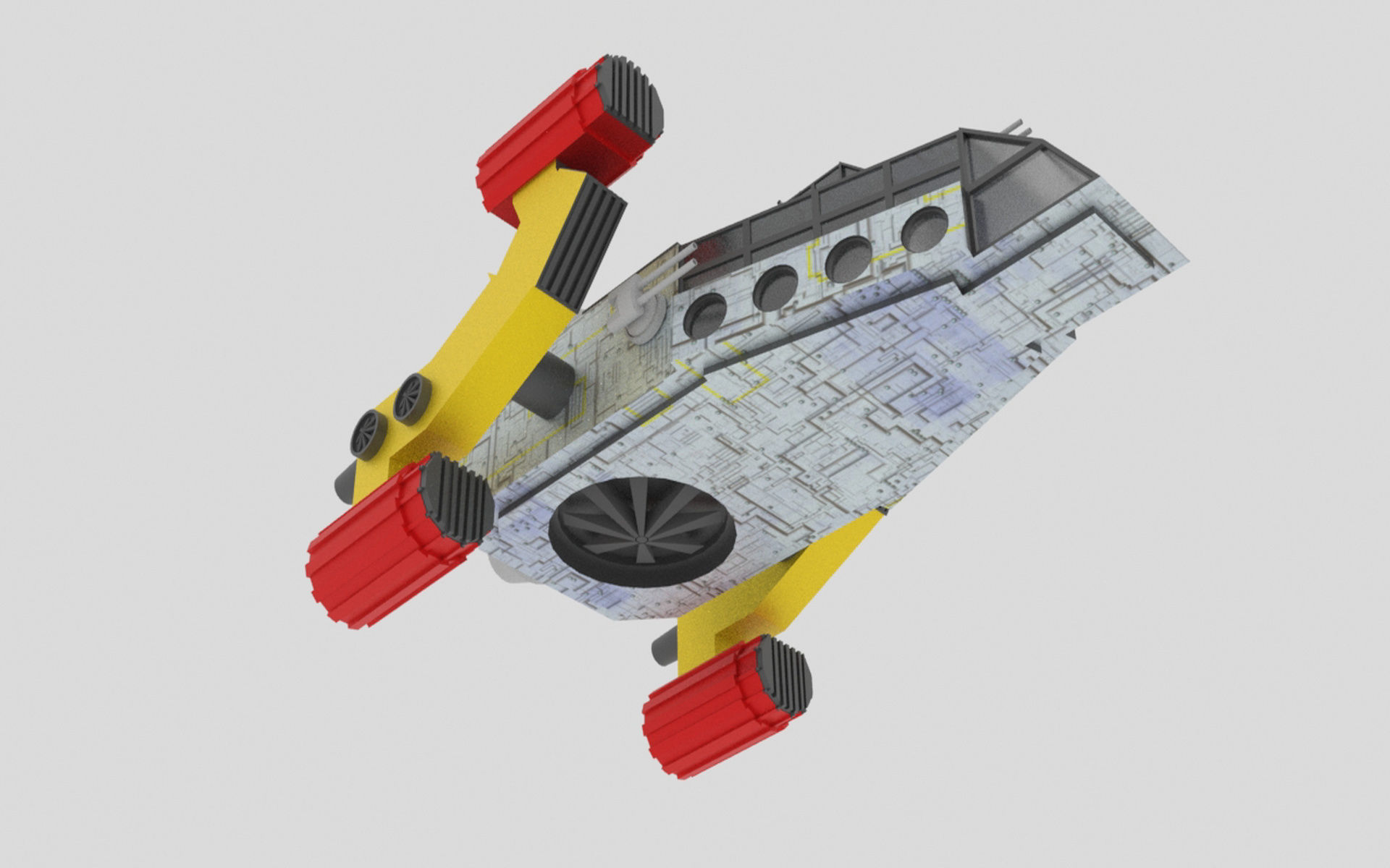 Space - A Spaceship Low-poly 3D model_5