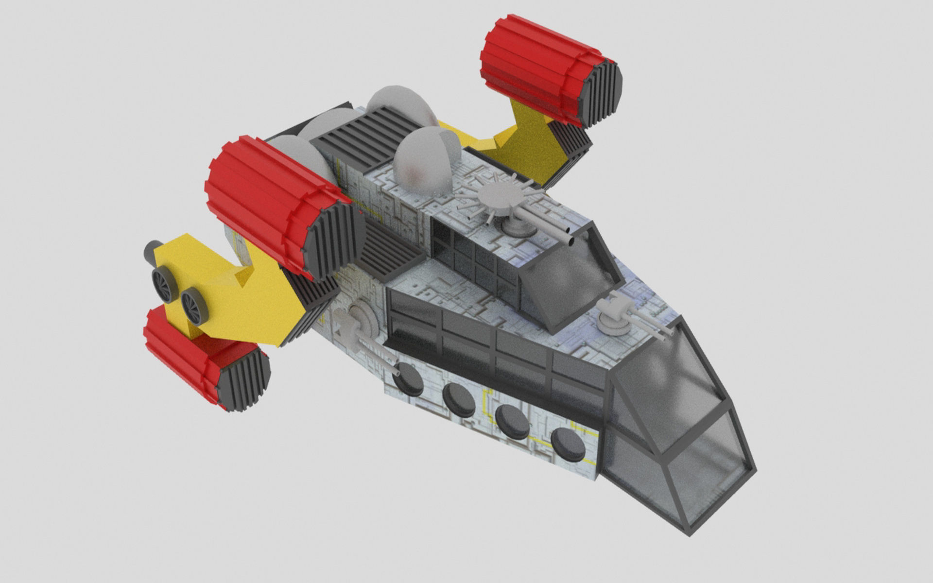 Space - A Spaceship Low-poly 3D model_6