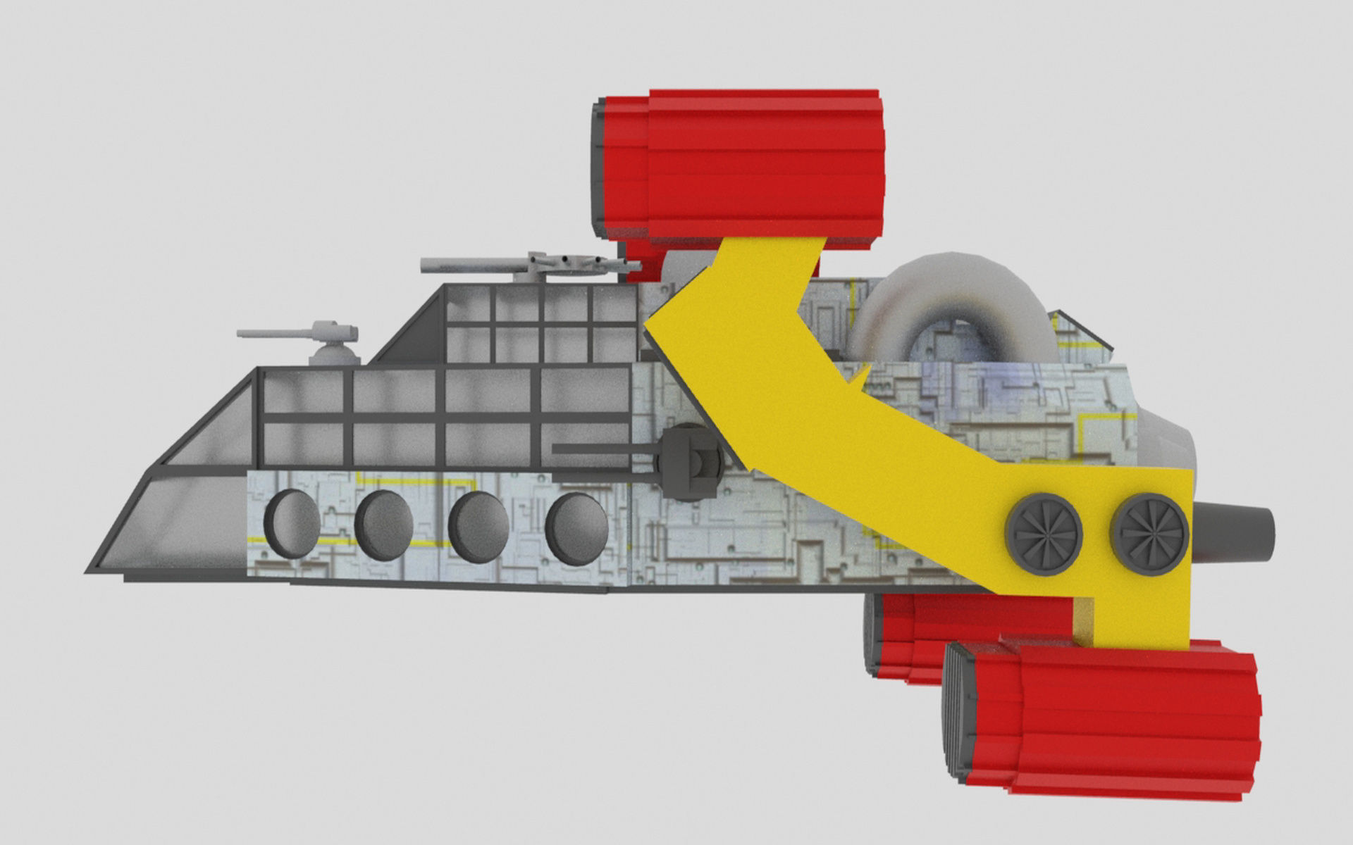 Space - A Spaceship Low-poly 3D model_1