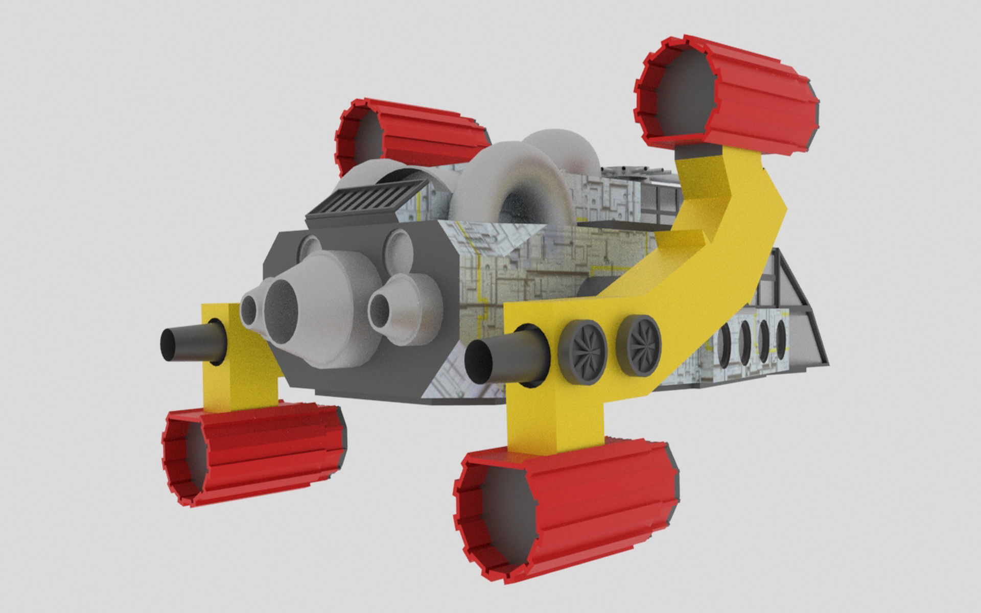 Space - A Spaceship Low-poly 3D model_3