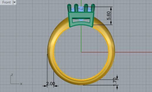 Big Square Diamond stone ring 2510 3D print model 3D print model_5