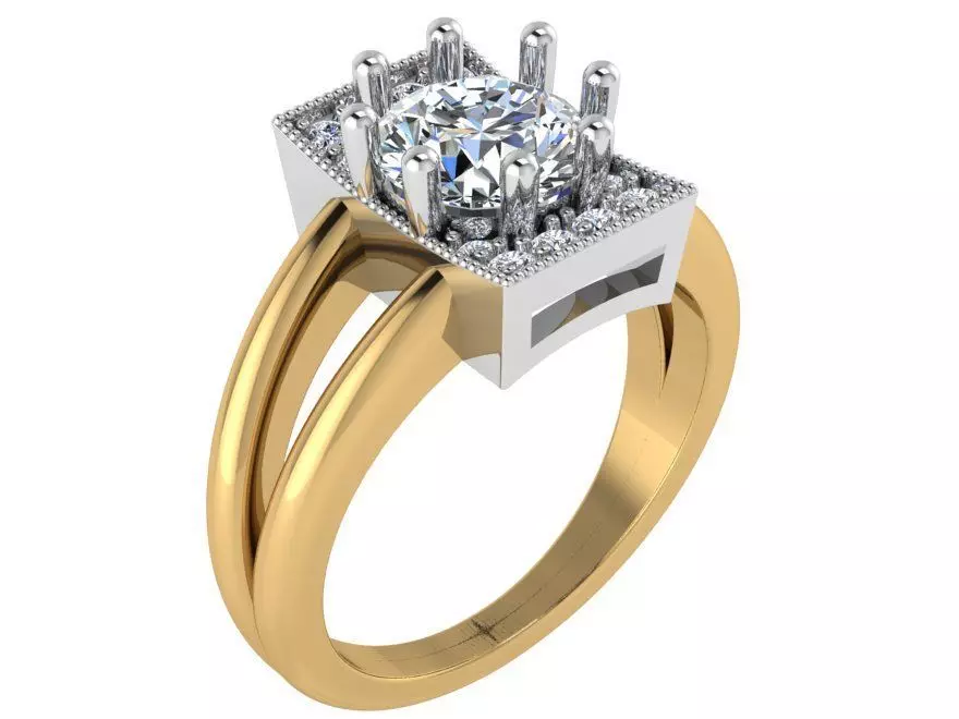 Big Square Diamond stone ring 2510 3D print model 3D print model_0