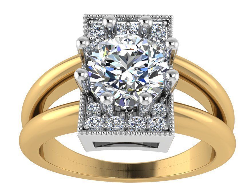 Big Square Diamond stone ring 2510 3D print model 3D print model_1