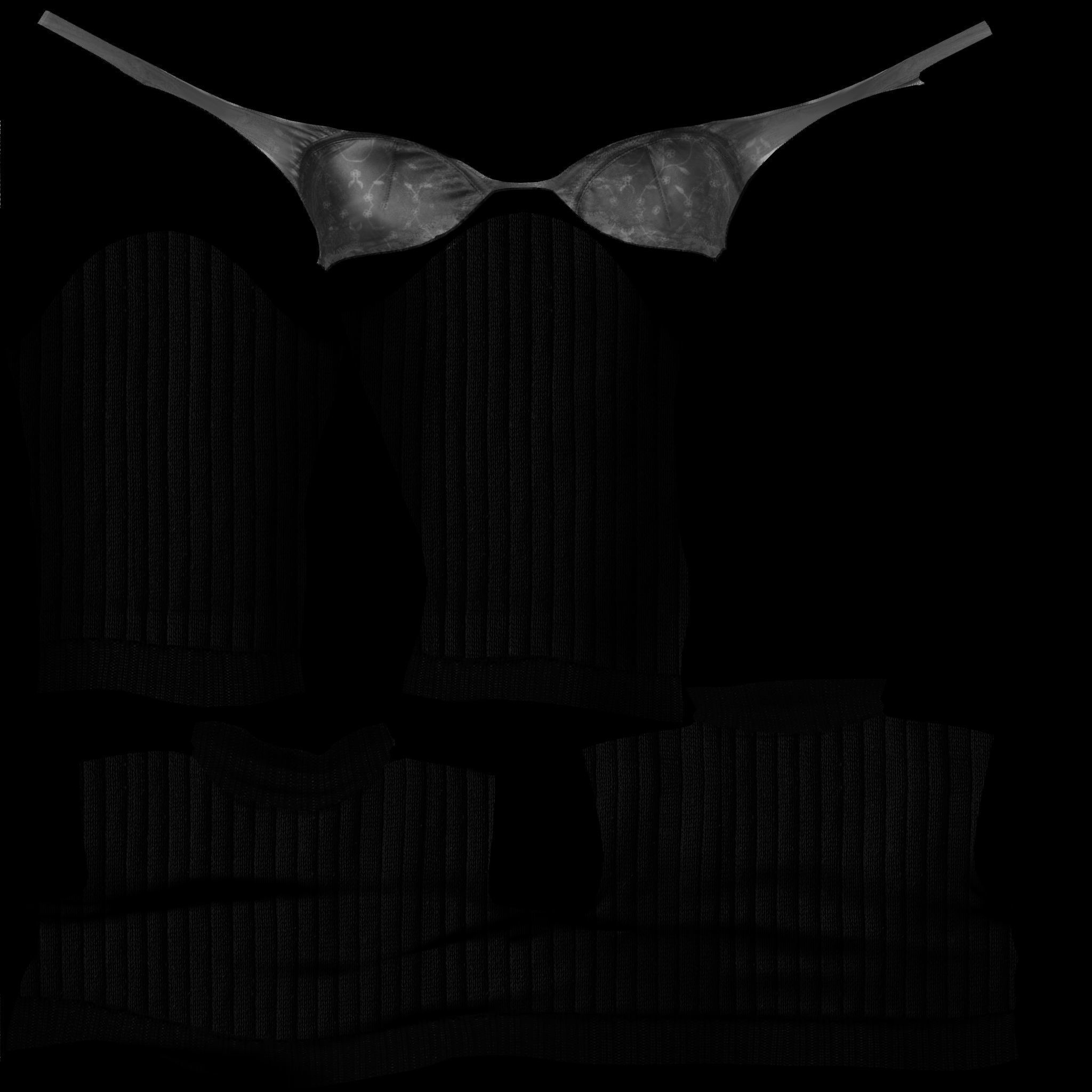 Rolled Up Sweater With and Without Bra Low-poly 3D model_17