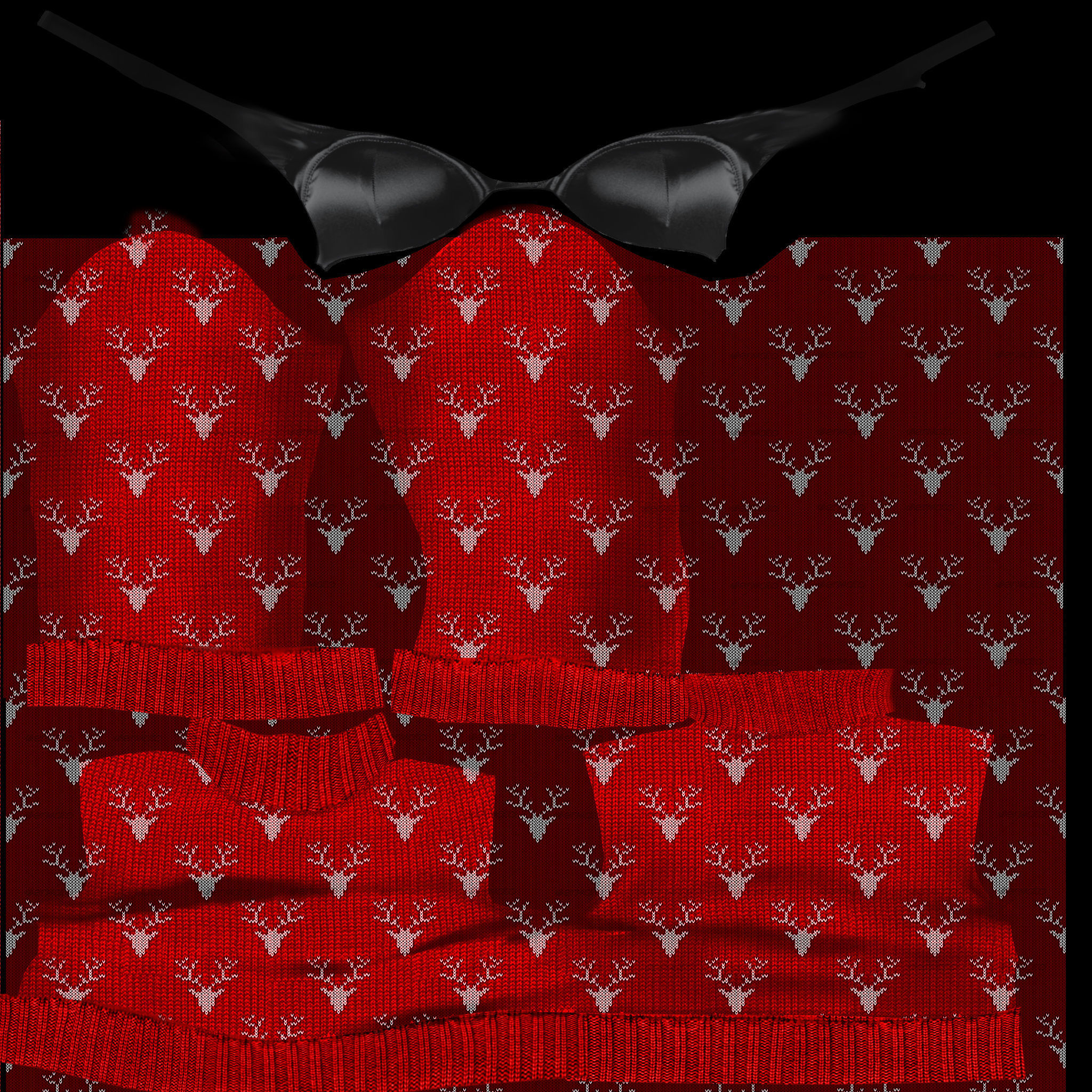 Rolled Up Sweater With and Without Bra Low-poly 3D model_12