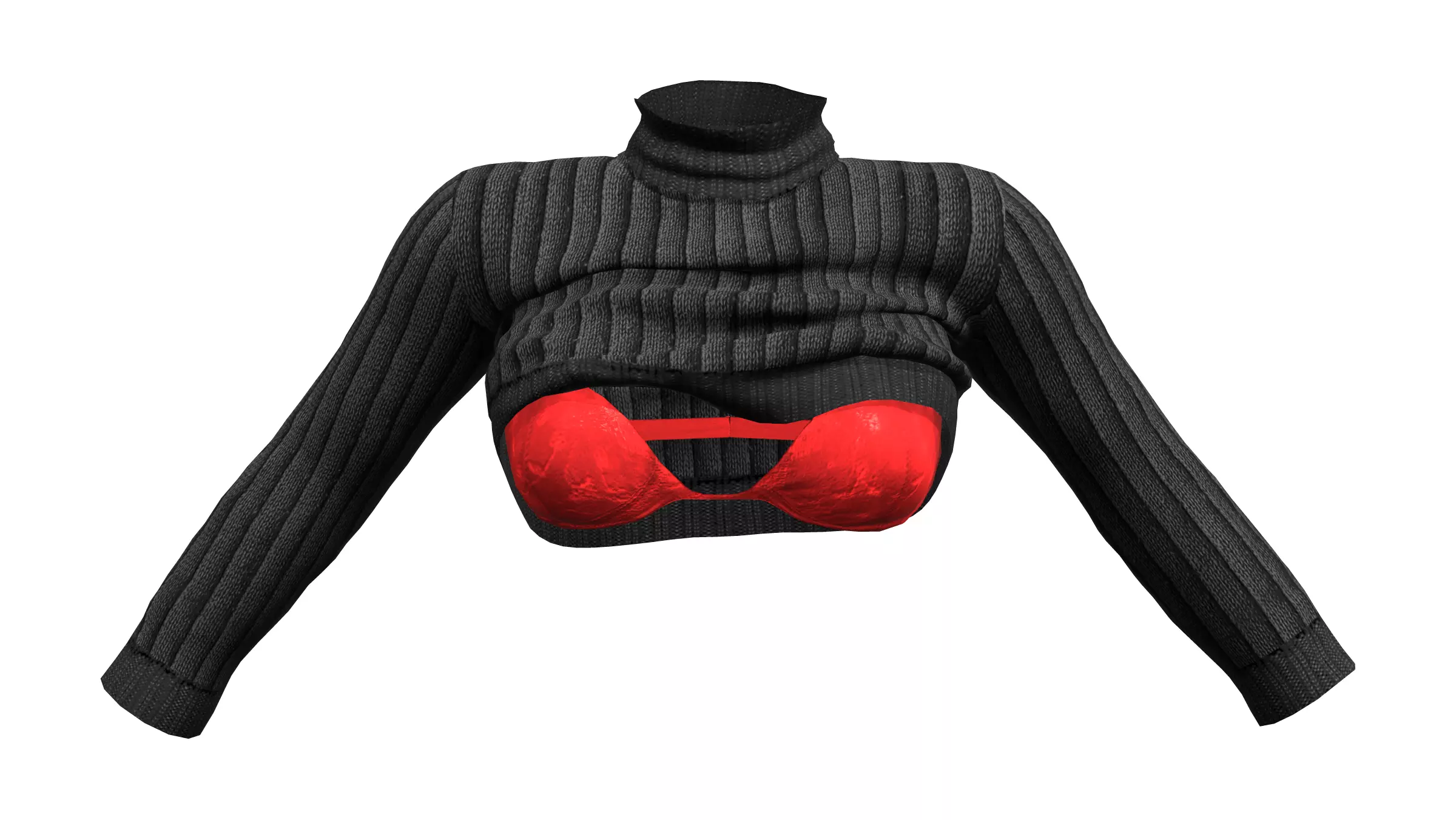 Rolled Up Sweater With and Without Bra Low-poly 3D model_0