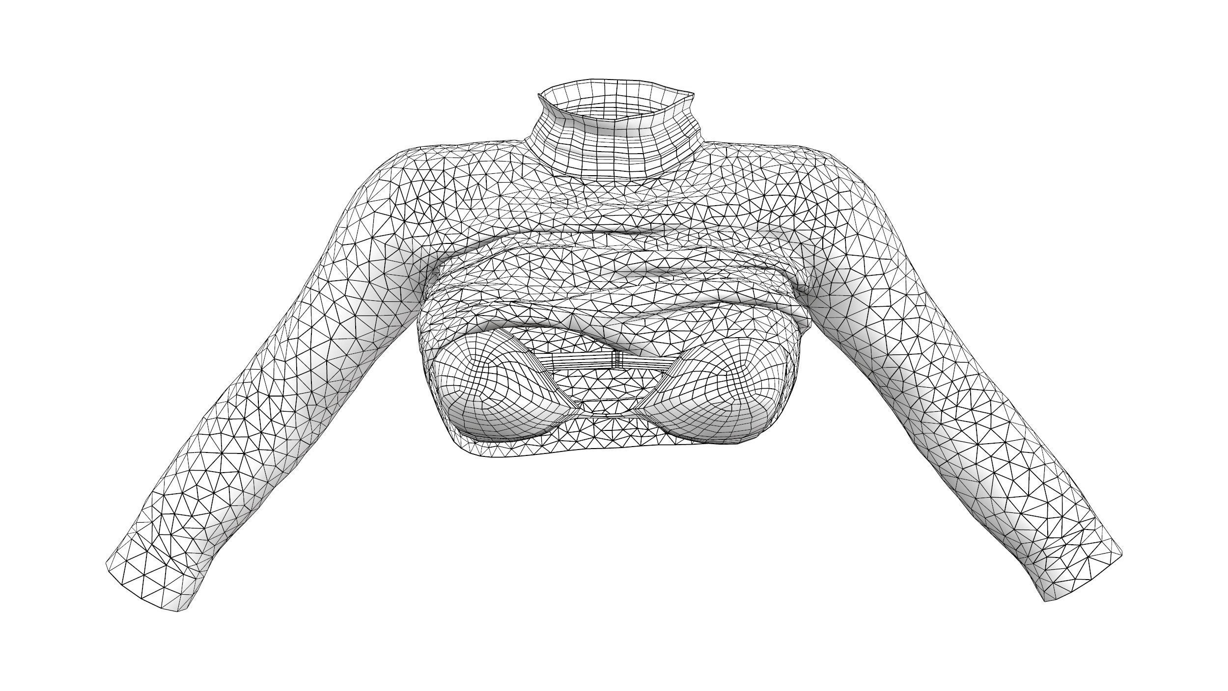 Rolled Up Sweater With and Without Bra Low-poly 3D model_9