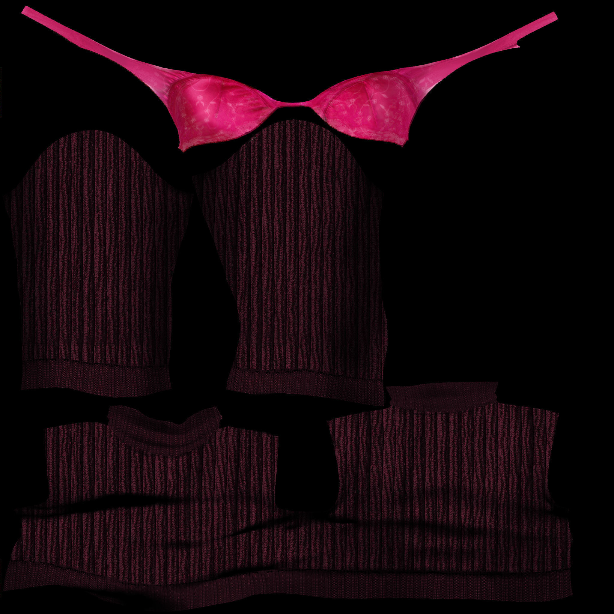Rolled Up Sweater With and Without Bra Low-poly 3D model_14