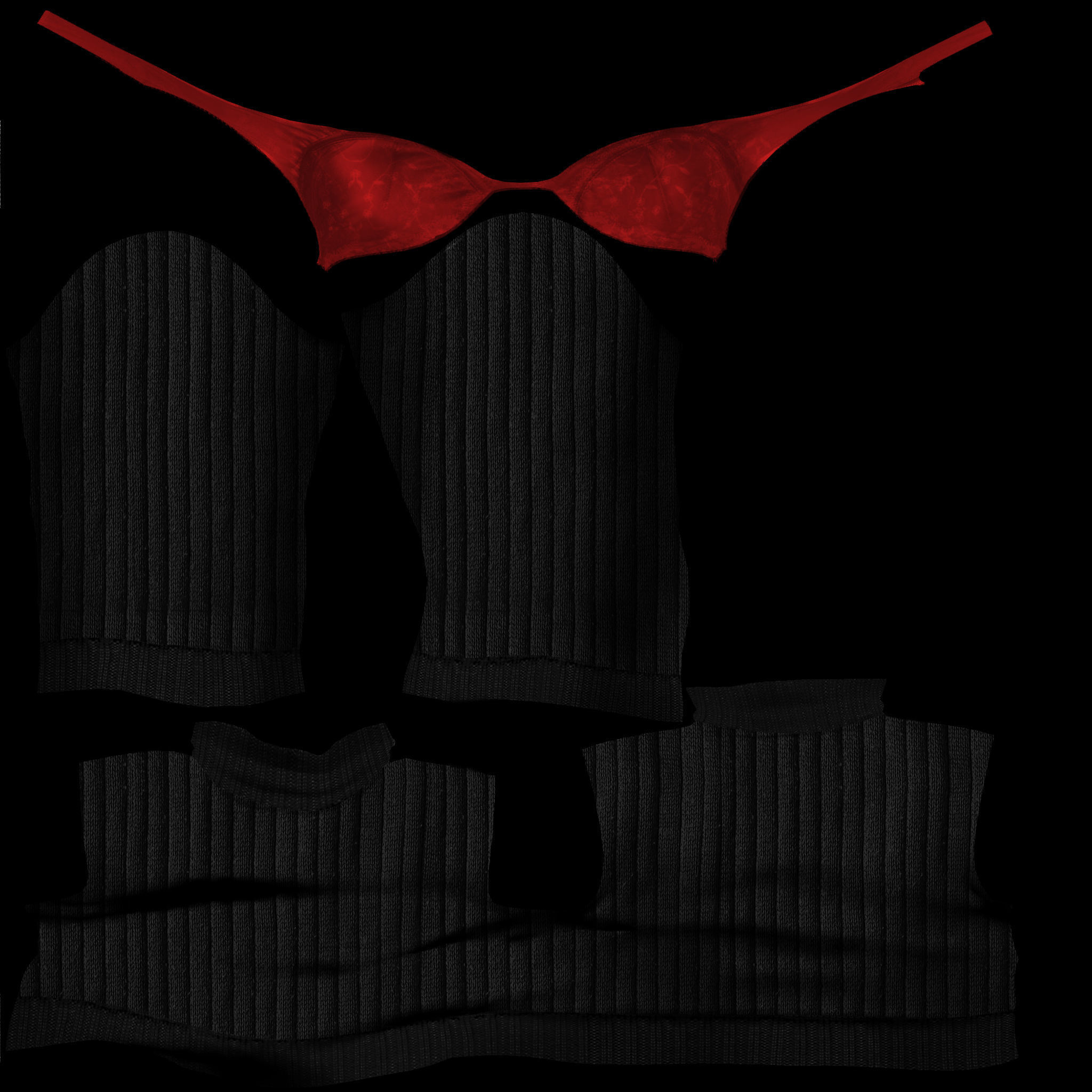 Rolled Up Sweater With and Without Bra Low-poly 3D model_13