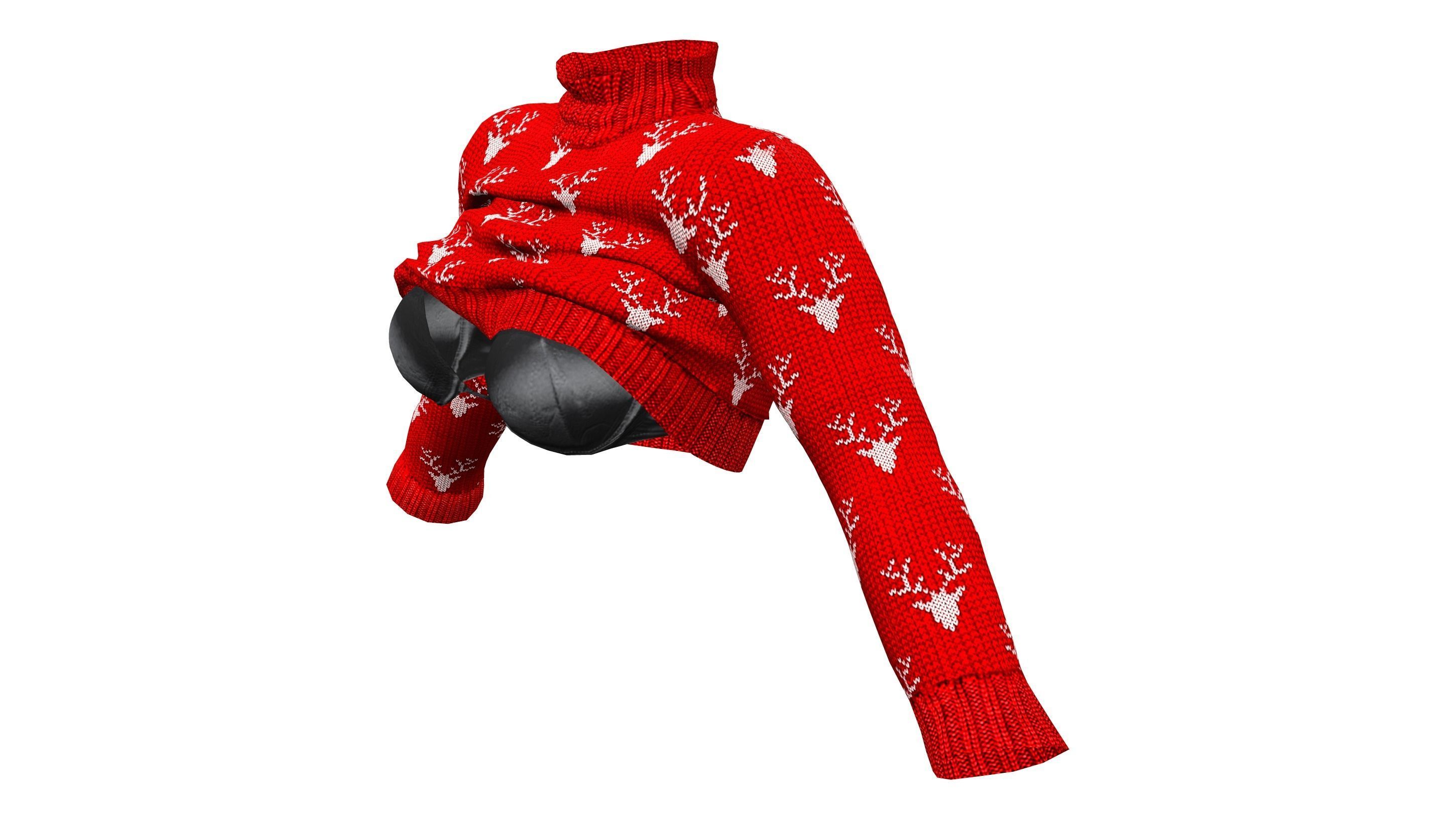 Rolled Up Sweater With and Without Bra Low-poly 3D model_5