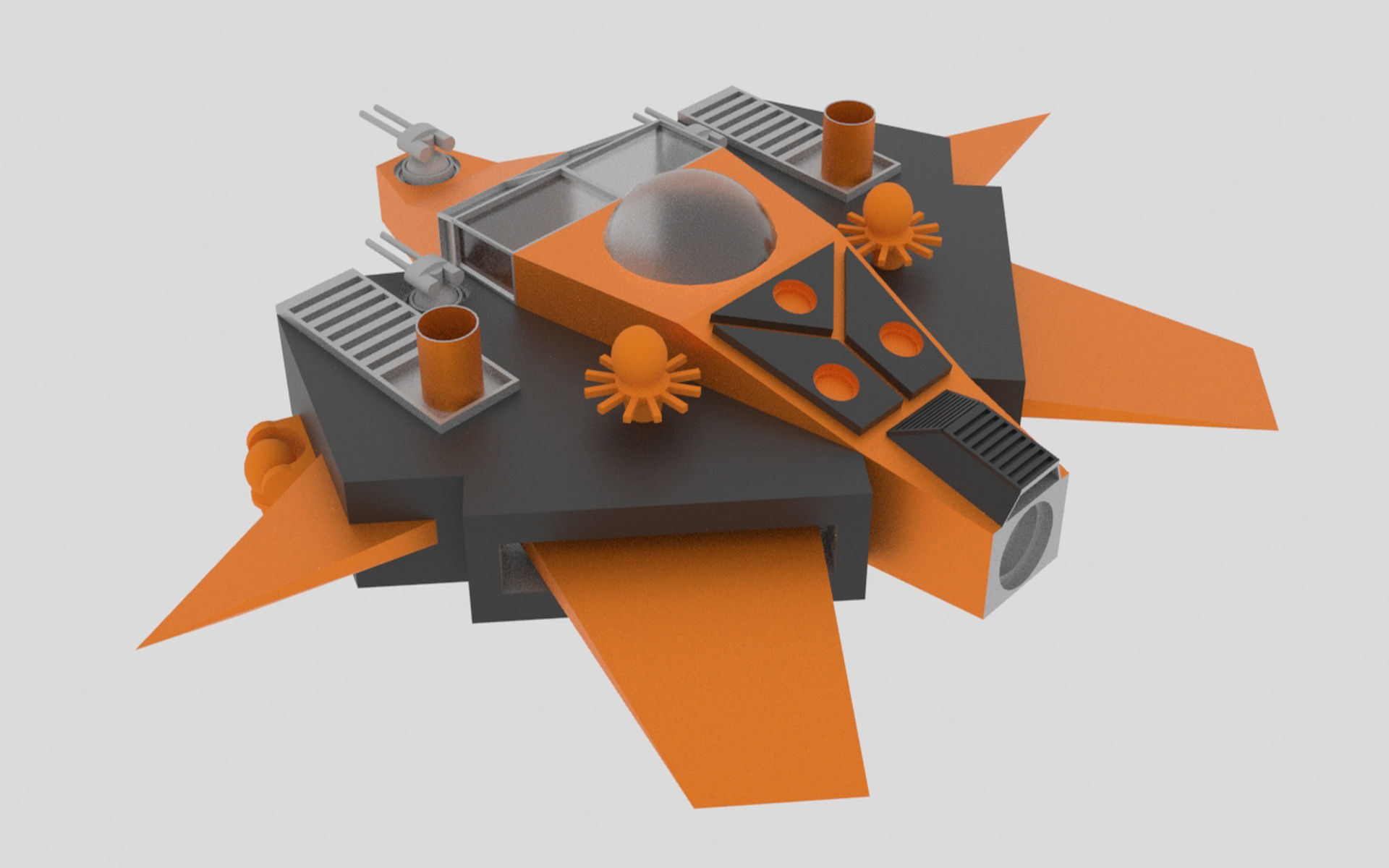 Tethys - S Spaceship Low-poly 3D model_2