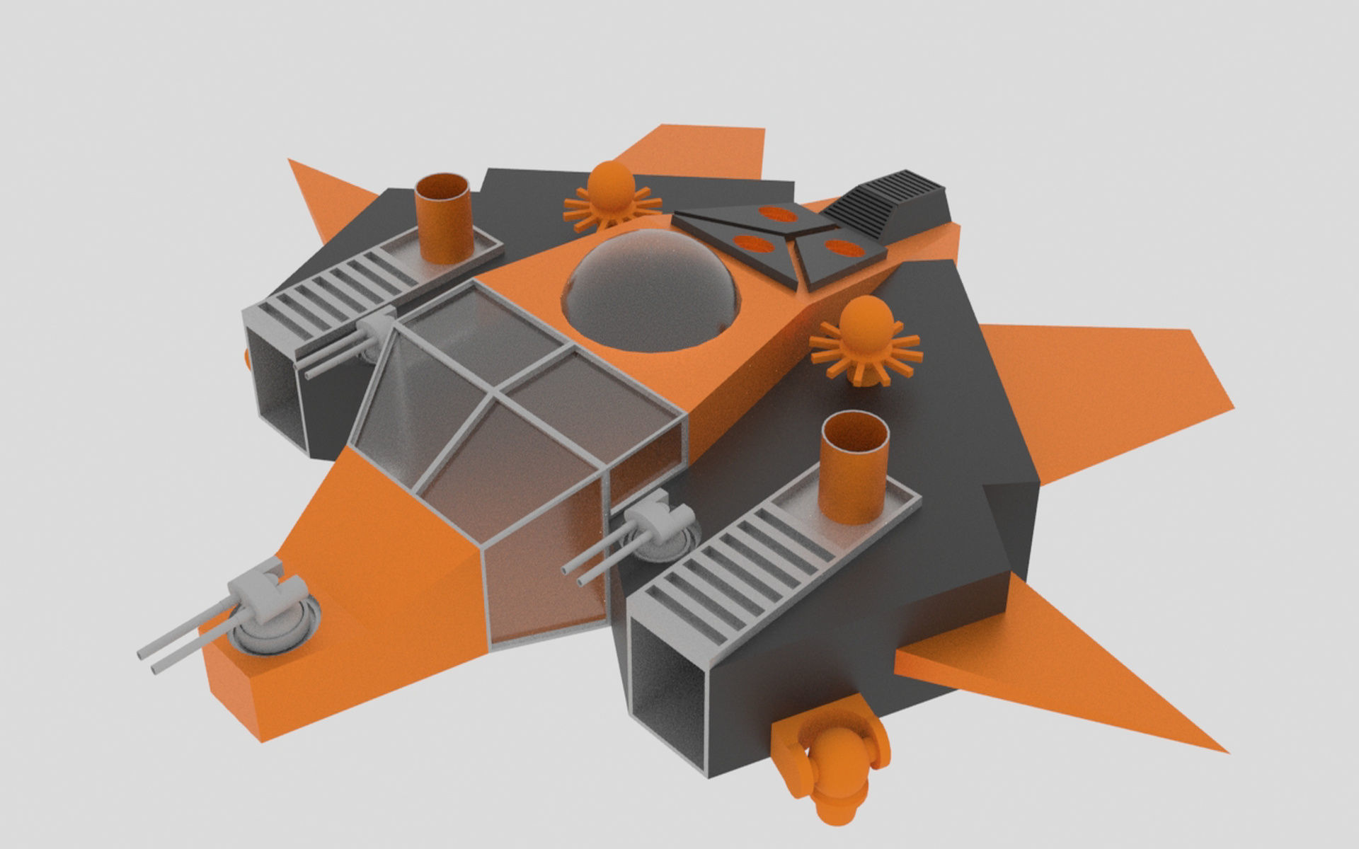 Tethys - S Spaceship Low-poly 3D model_6