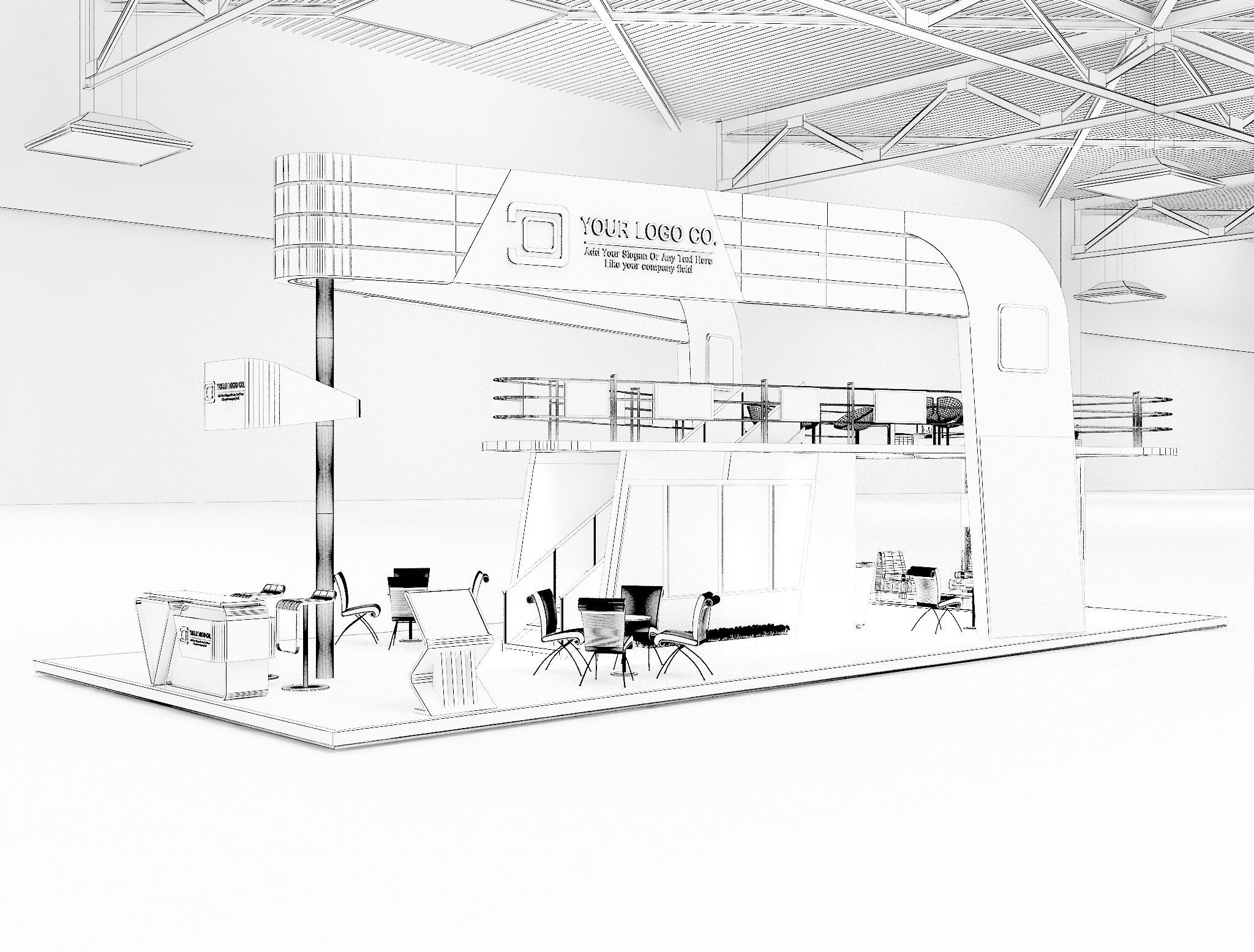 Booth Exhibition Stand a625  3D model_5