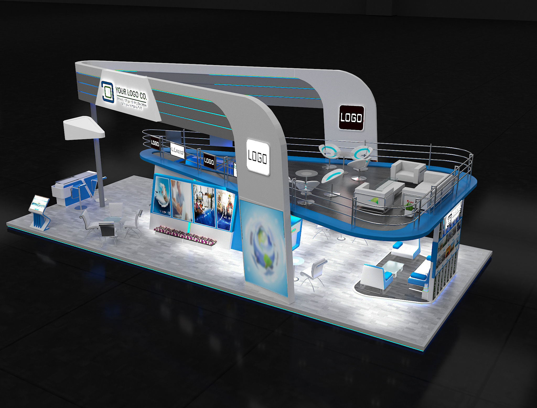 Booth Exhibition Stand a625  3D model_8