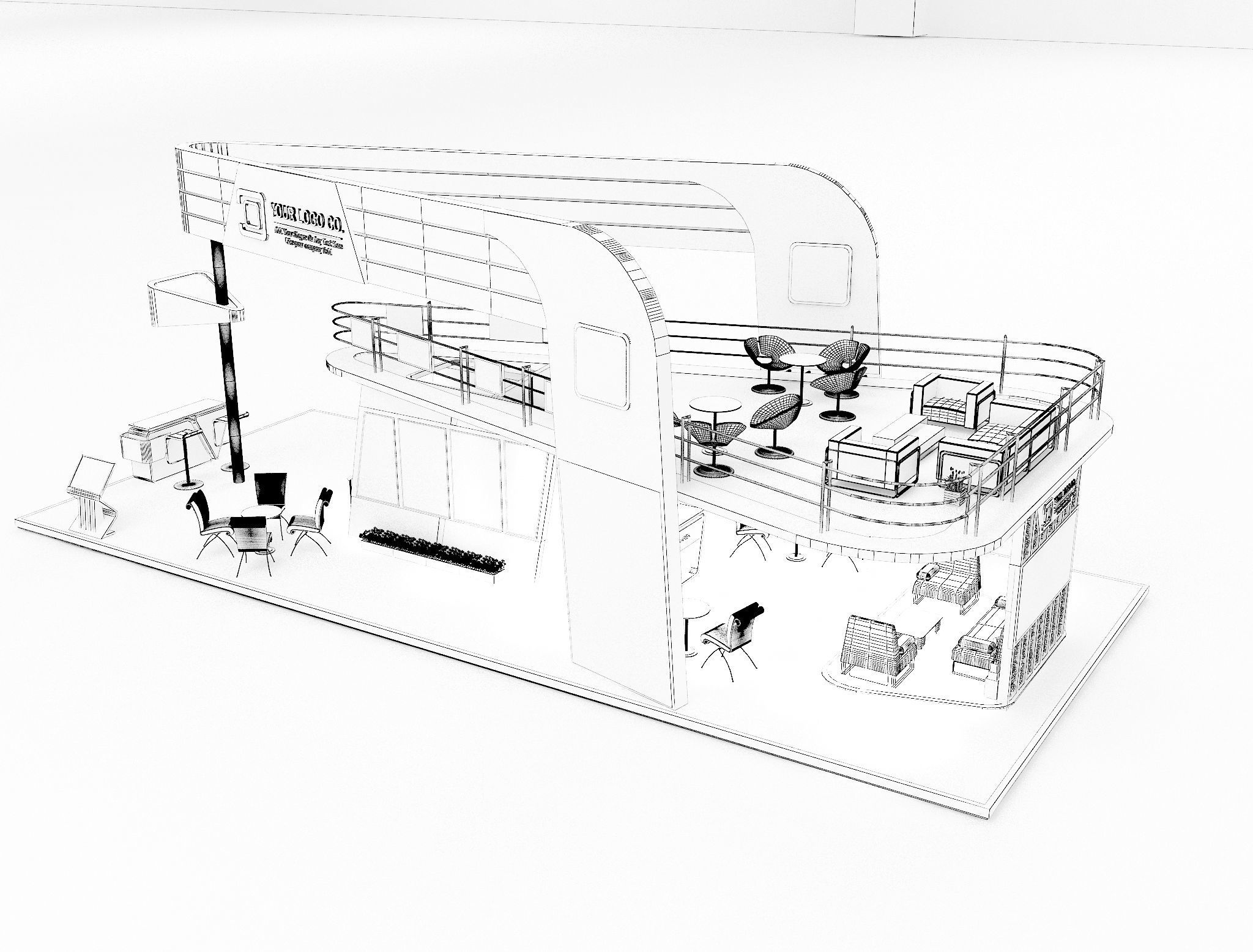 Booth Exhibition Stand a625  3D model_9