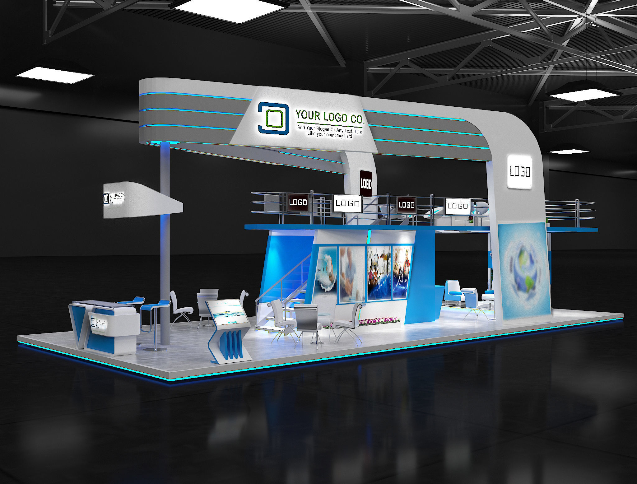 Booth Exhibition Stand a625  3D model_4