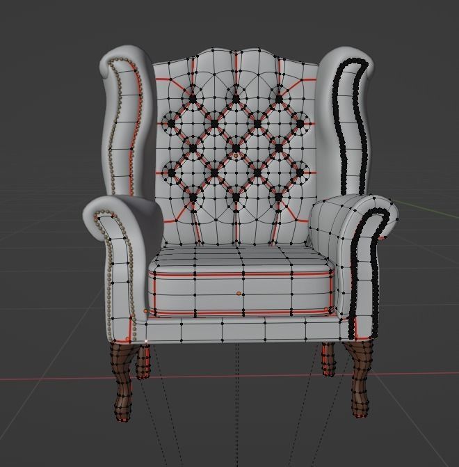 Red chair Low poly and High quality chair Low-poly 3D model_20