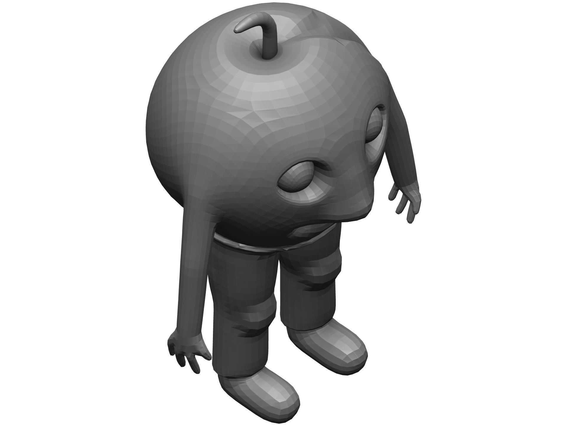 Cartoon Apricot Low-poly 3D model_12