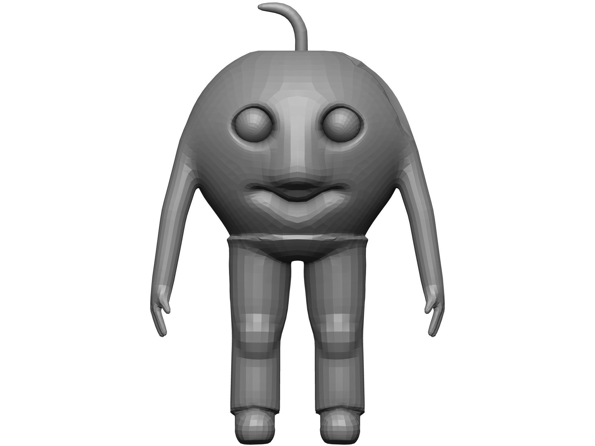 Cartoon Apricot Low-poly 3D model_8