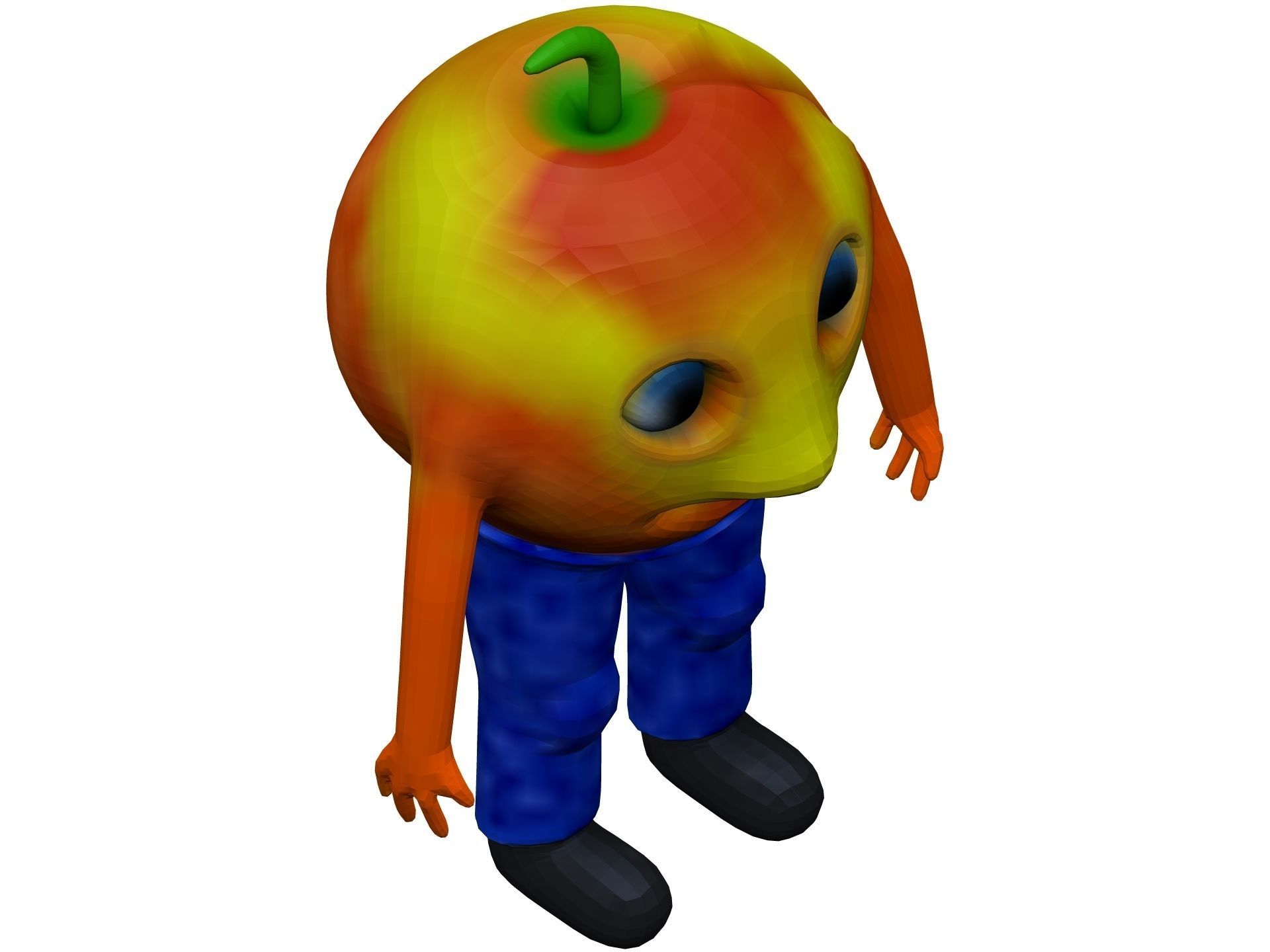 Cartoon Apricot Low-poly 3D model_7