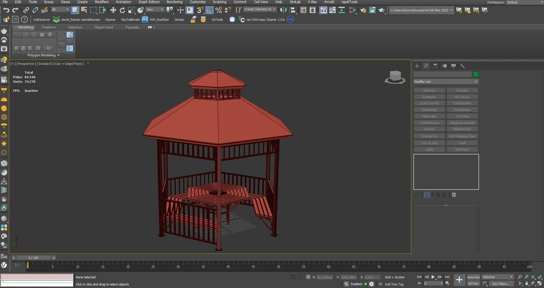 Iron Wood Garden Pergola - Gazebo 06 Low-poly 3D model_12