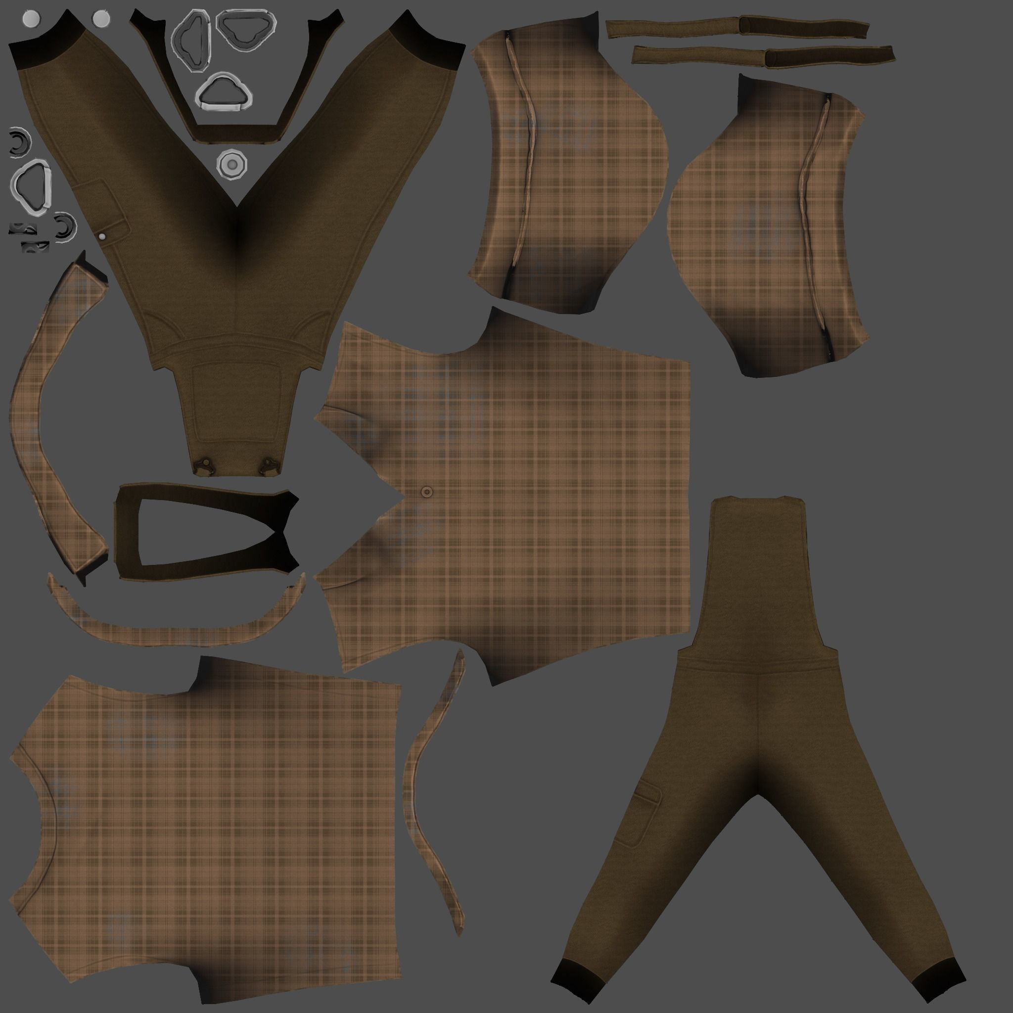 Farmer Suit Low-poly 3D model_9