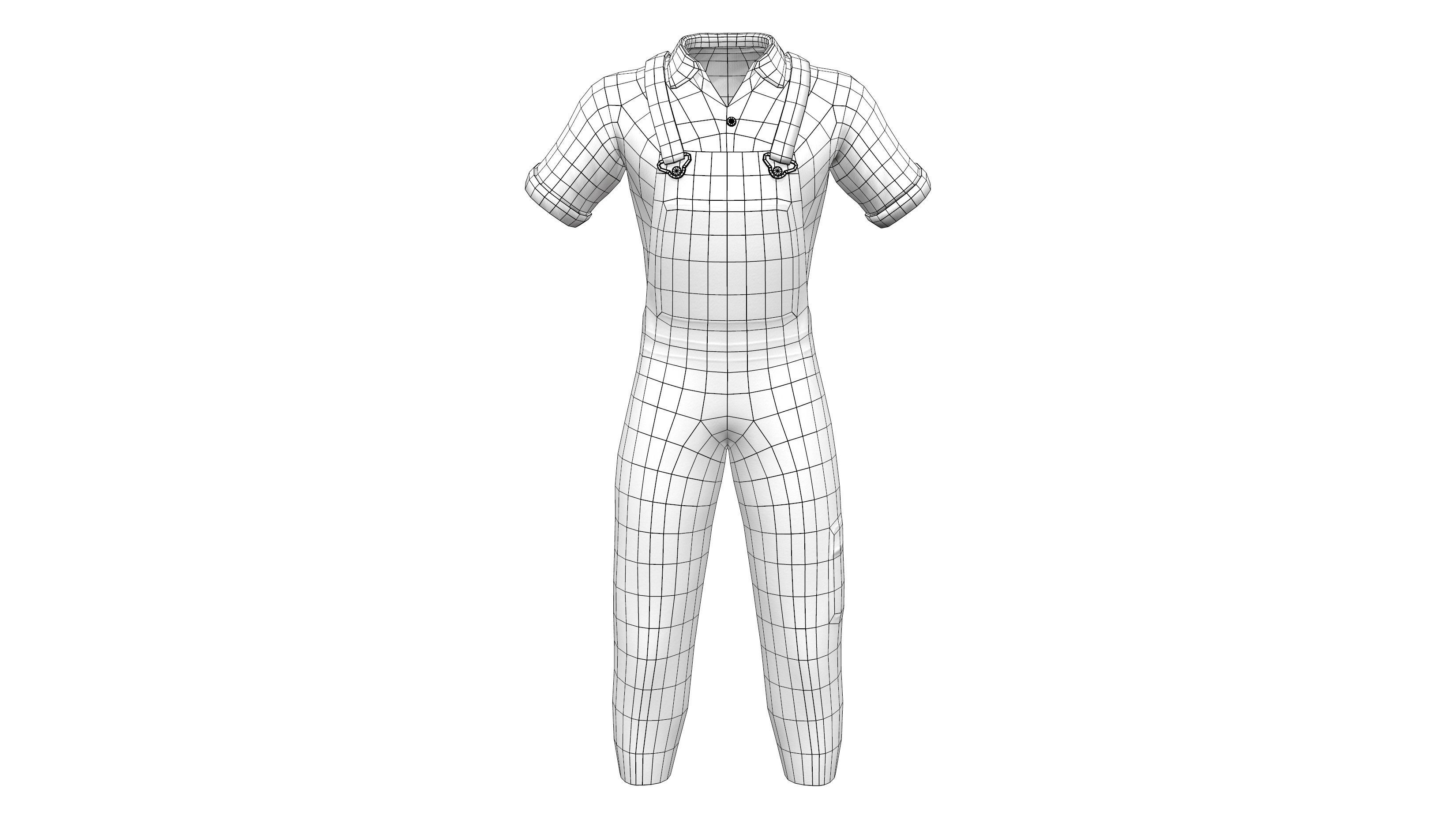 Farmer Suit Low-poly 3D model_6