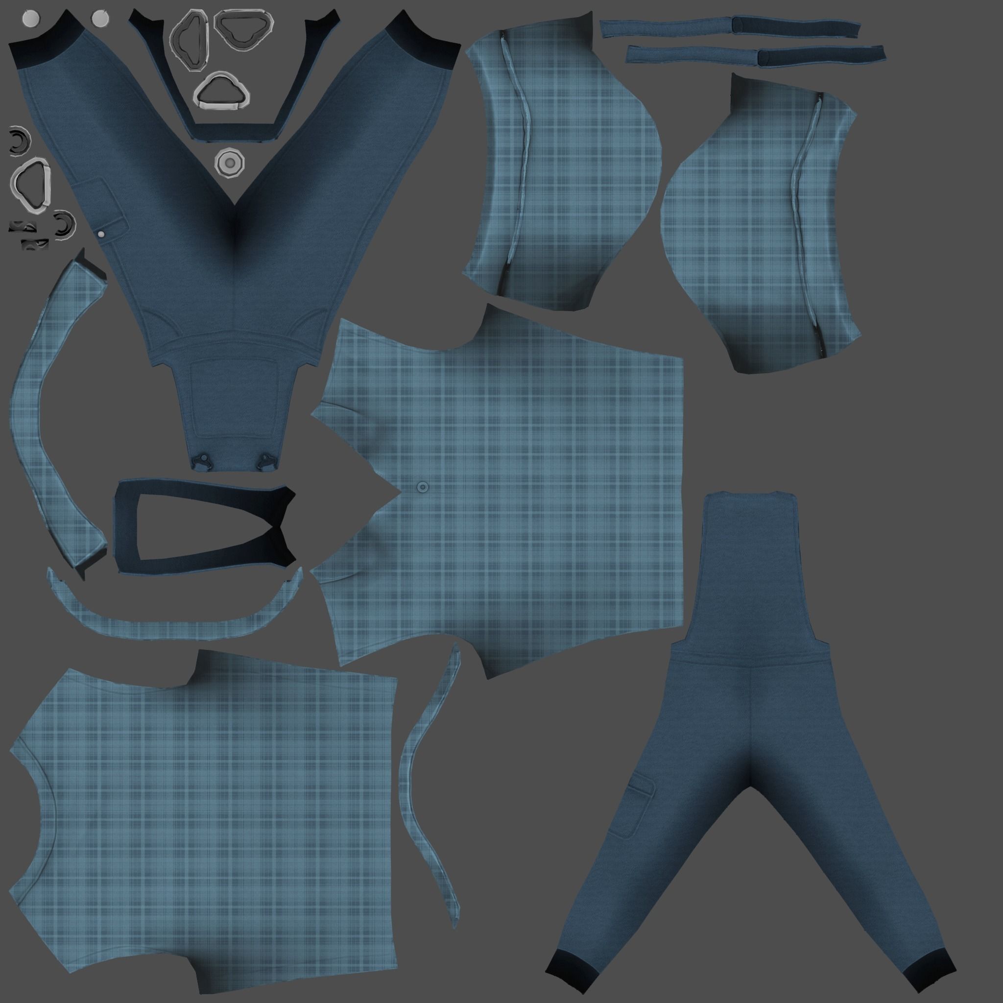 Farmer Suit Low-poly 3D model_11