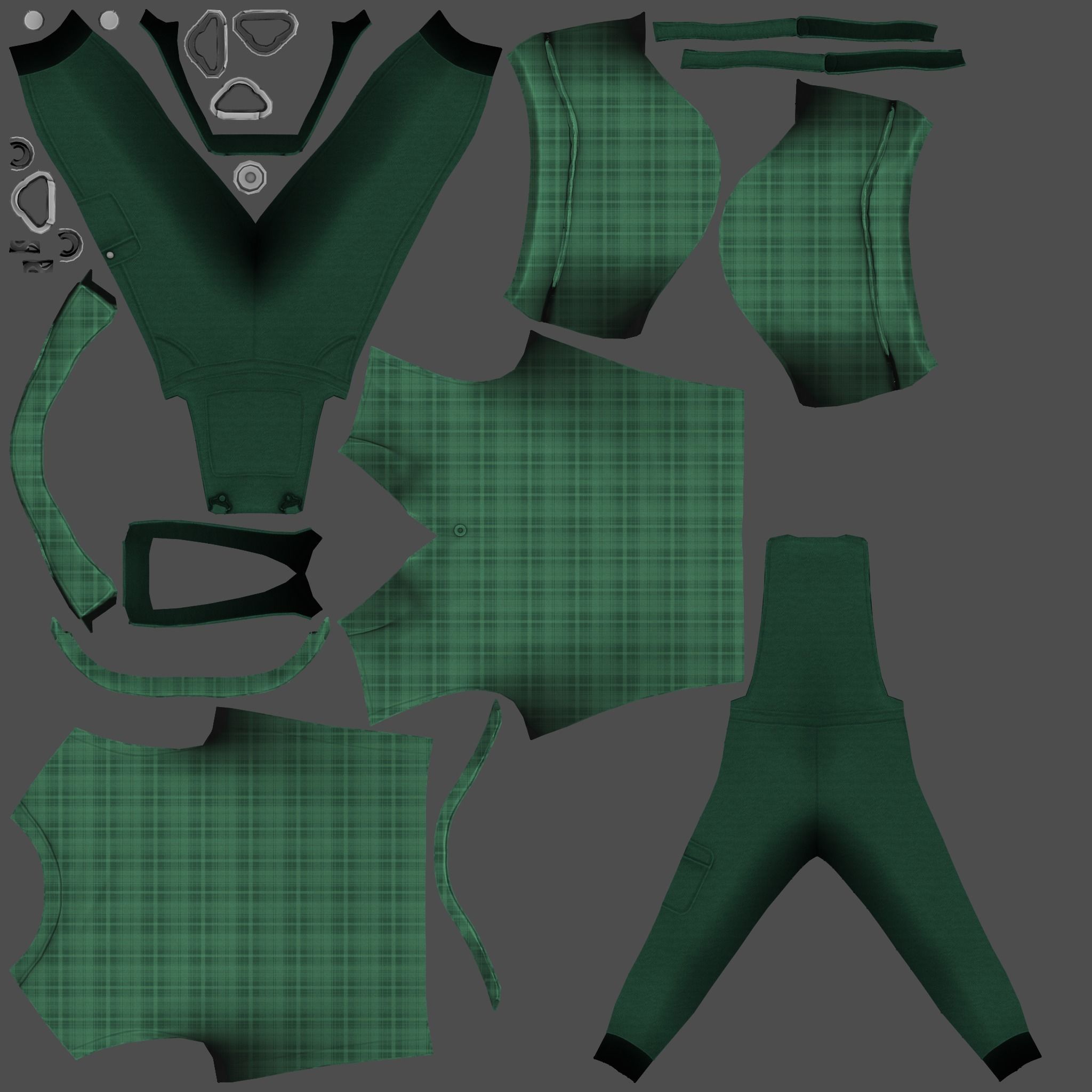 Farmer Suit Low-poly 3D model_10