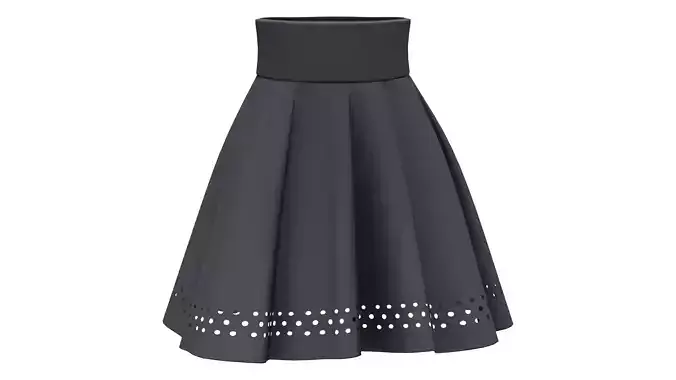 Tiny Holes Bottom Black High Waist Mini Ruffled Skirt