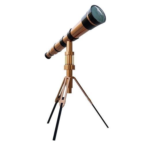 Copper Telescope Low-poly 3D model