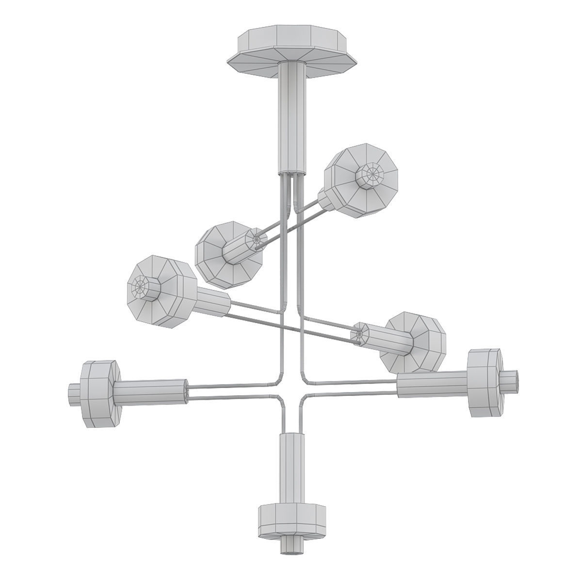 AMARILIS modern brass chandelier with four lights 3D model_4