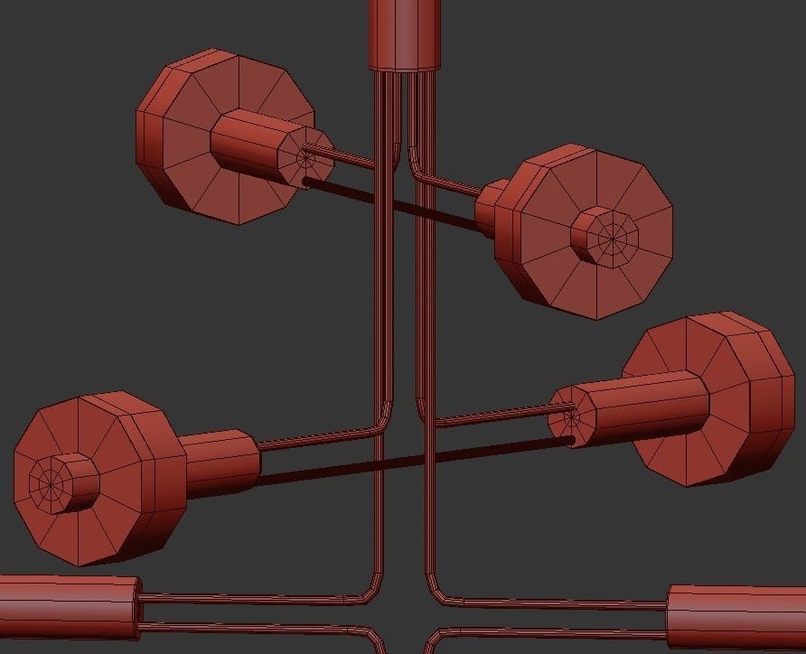 AMARILIS modern brass chandelier with four lights 3D model_2