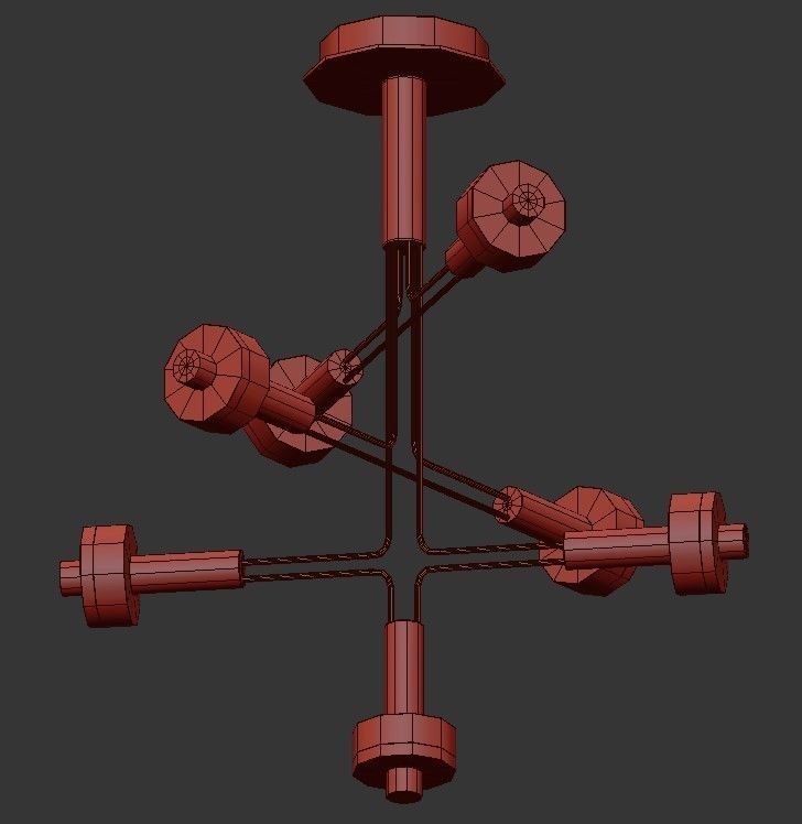 AMARILIS modern brass chandelier with four lights 3D model_1