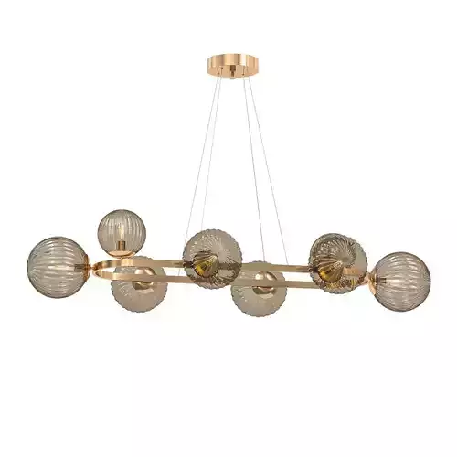 SILVANA gold chandelier with six glass balls hanging from it