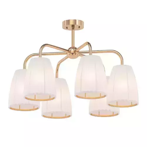 MONTCLAIR five light chandelier in brass with shades