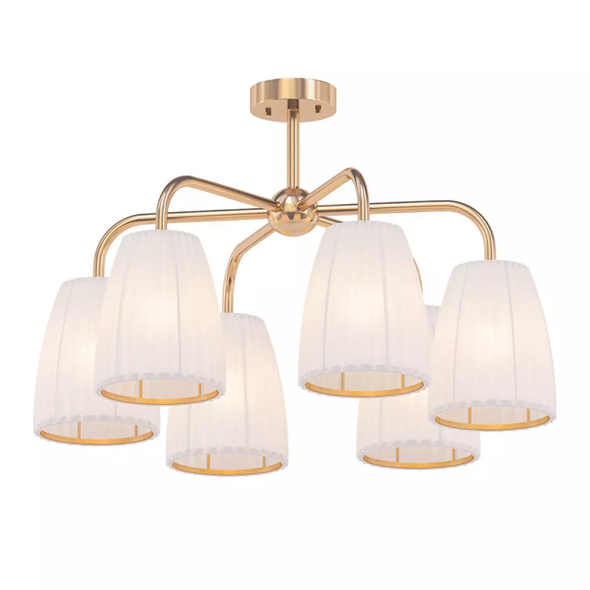 MONTCLAIR five light chandelier in brass with shades 3D model